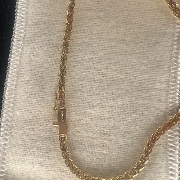 Solid 14k Yellow Gold Amethyst Diamond Flat Chain Necklace